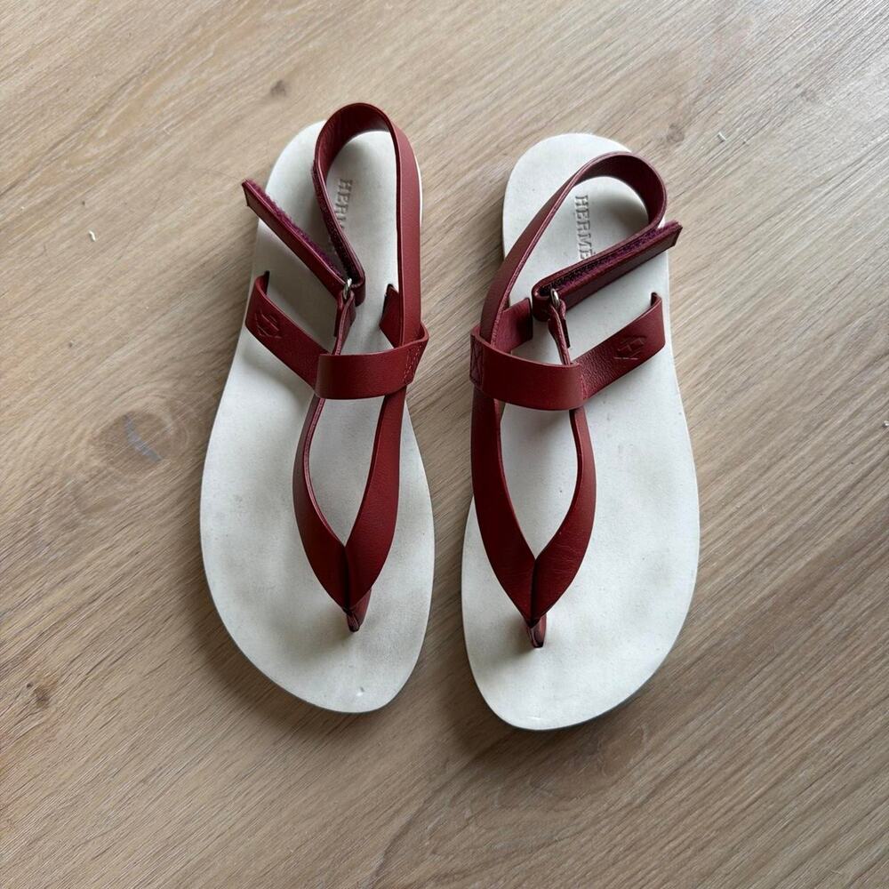 White and brown leather sandals
